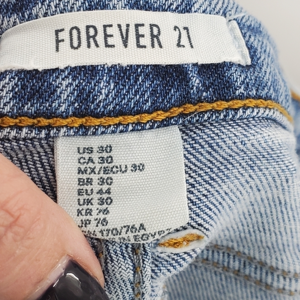 Forever 21 high waist button fly cotton distressed jeans 30 - Picture 3 of 16